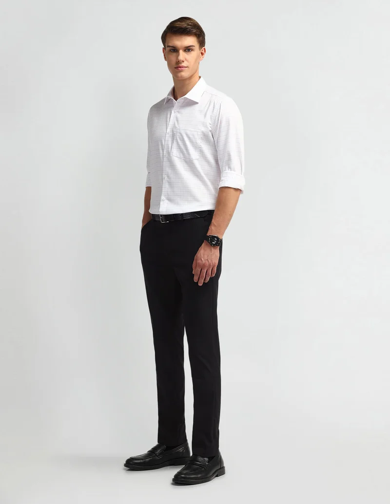 Arrow Charcoal Melang Slim Fit Elasticated Trousers for Men | Best Price UAE