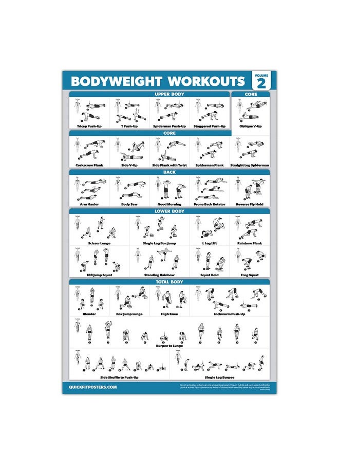 Palace Learning Learning 3 Pack: Bodyweight Workout Posters Volume 1 & 2 + Stretching Exercises Poster Set - Set Of 3 Workout Charts (Laminated, 18" X 24")  - Image 4