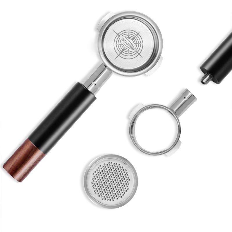 IKAPE 58mm Bottomless Naked Portafilter, Black - Compatible with E61, Flair 58, ECM, Rocket & Others (20g Basket Included) - Image 1