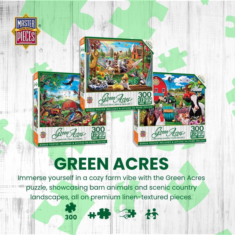 MasterPieces - 300 Piece Jigsaw Puzzle, Large EZ Grip Shapes, Quilt Country, Fun for Adults, Seniors, Family, Kids, Matte Finish, 18" x24 - Image 2