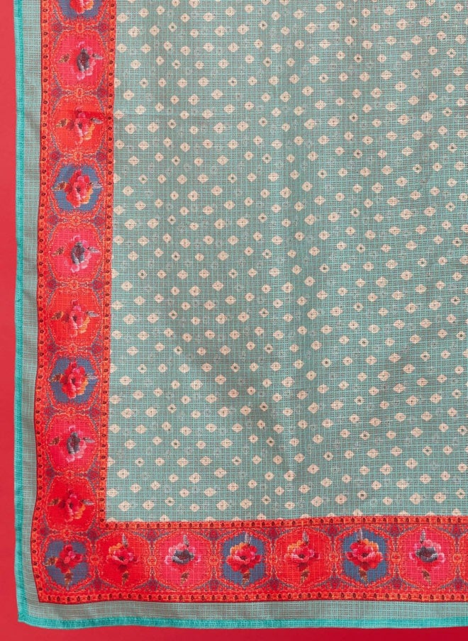 أيه كيه إس طقم كورتا مطبوع بنقشة بانداني للبنات مع دوباتا - Image 4