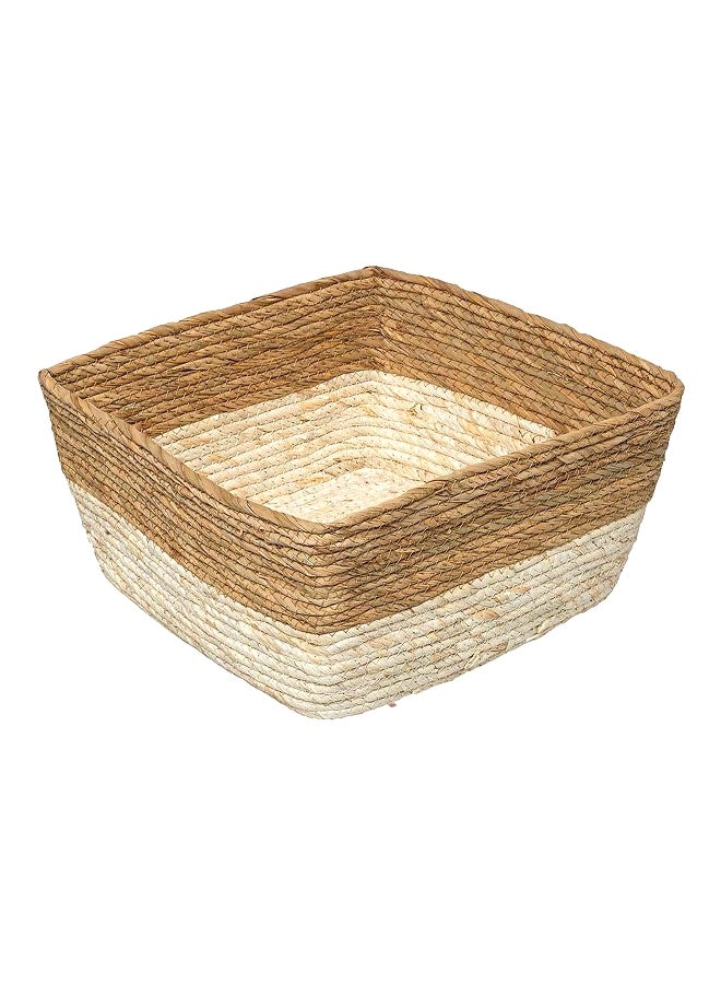 Five Simply Smart Two Tone Rectangular Breaded Storage Laundry Basket White and Beige 31 x 15 cm 181240 - Image 1