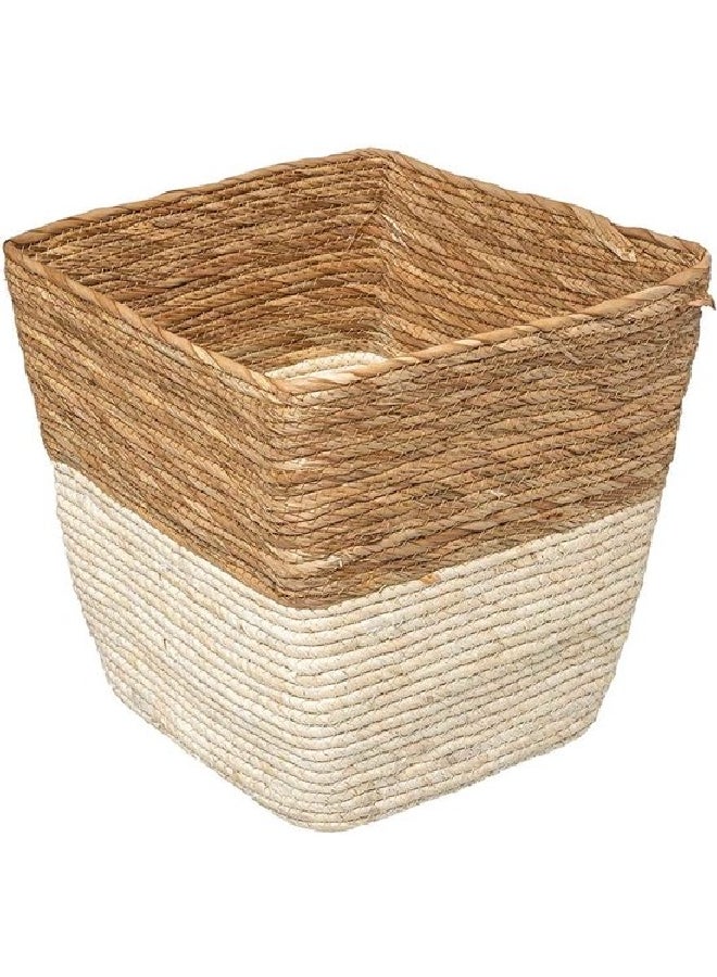 Five Simply Smart Two Tone Rectangular Breaded Storage Laundry Basket White and Beige 31 x 15 cm 181240 - Image 2
