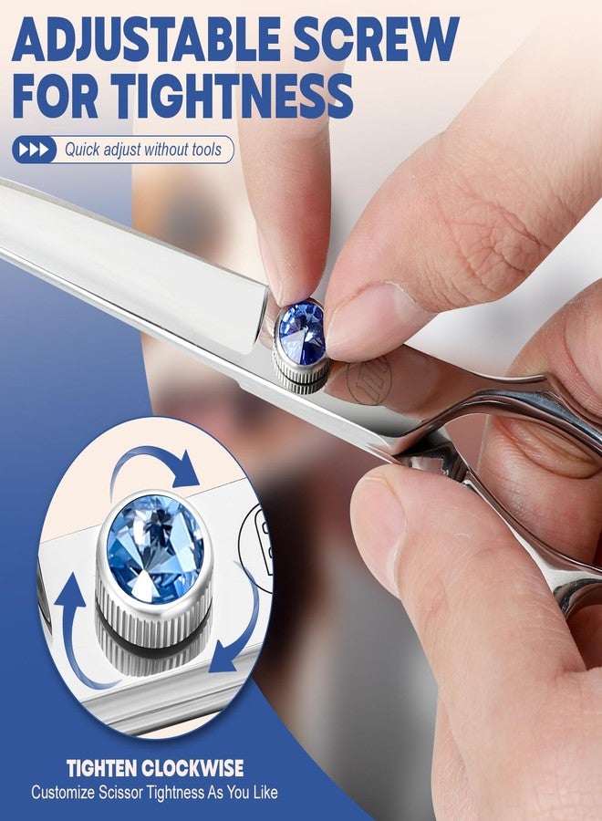 Moontay Professional Dog Grooming Straight, Curved, Thinning/Blending/Chunking Scissors Kit, JP-440C Stainless Steel Pet Cat Hair Cutting/Trimming Shears, Silver - Image 5