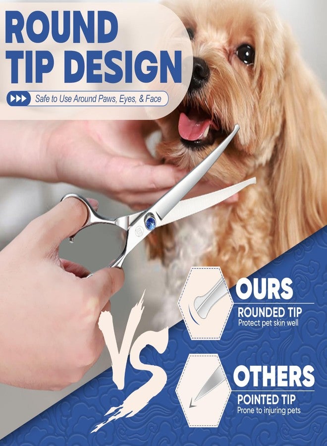 Moontay Professional Dog Grooming Straight, Curved, Thinning/Blending/Chunking Scissors Kit, JP-440C Stainless Steel Pet Cat Hair Cutting/Trimming Shears, Silver - Image 2