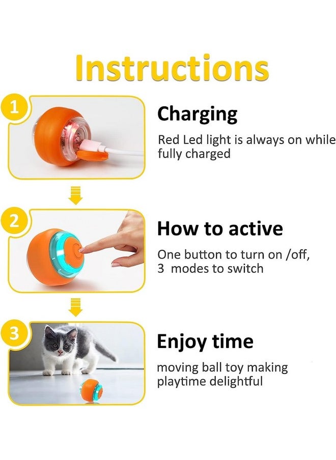 Goofy Tails Smart Ball Interactive Toy for Cats and Kittens 6cm - Orange | 360° Rotating Cat Toy Ball | Ideal for Indoor & Outdoor Play | USB Rechargeable Automatic Rotating Ball with LED - pzsku/Z6B18C74E168B5DA491ABZ/45/_/1737721431/18c17b56-1950-45fc-8580-b9c36c9e8815