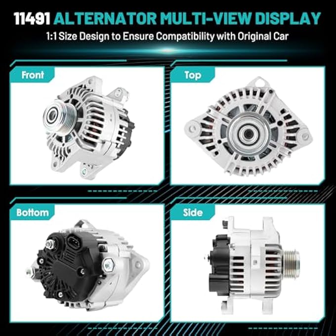 Farrme 11491 Car Alternators 12V 110 Amp, 6-Groove Pulley Fit for Hyundai Sonata 2010-2013, for Kia Optima 2011-2013 L4 2.4L Automotive Replacement Alternators 37300-2G150, 37300-2G400, TG11C087 - Image 4