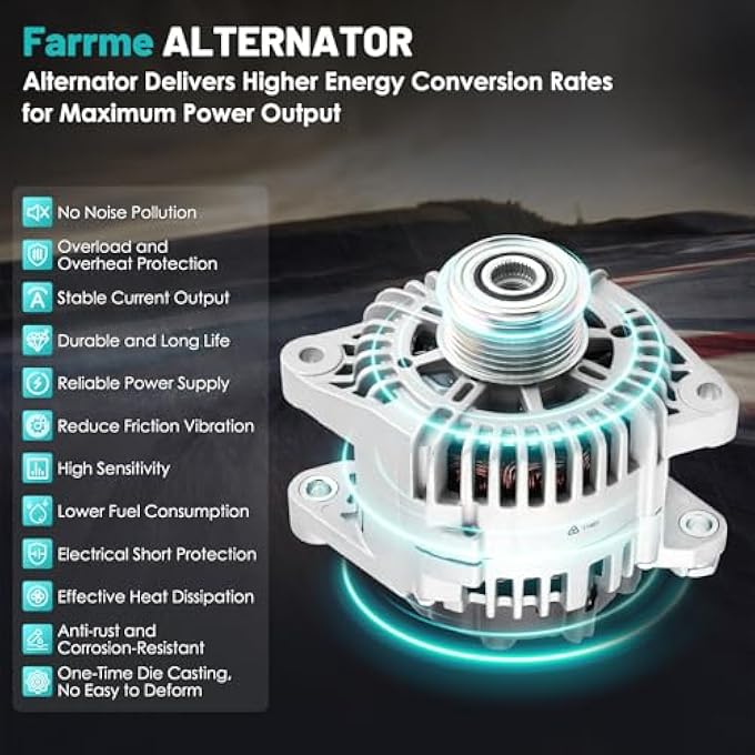 Farrme 11491 Car Alternators 12V 110 Amp, 6-Groove Pulley Fit for Hyundai Sonata 2010-2013, for Kia Optima 2011-2013 L4 2.4L Automotive Replacement Alternators 37300-2G150, 37300-2G400, TG11C087 - Image 5