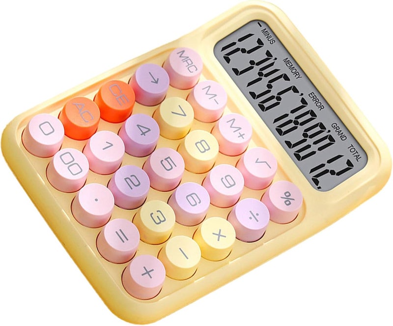 Zerodis Colored Electronic Calculator Basic Big Button Calculator 12 Digit LCD Display for Women Kids Students in School Office Colored Electronic Cute Pink Office School (Lemon Yellow) - Image 5