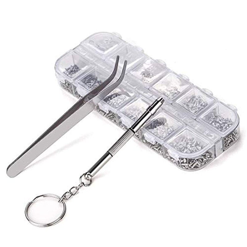 Diy Crafts CTDIYHI37839 Eyeglass Repair Kit 1100 Piece Come With Tweezer and 4 in 1 Micro Screwdriver 2 Pack 4 in 1 Multicolor - Image 1