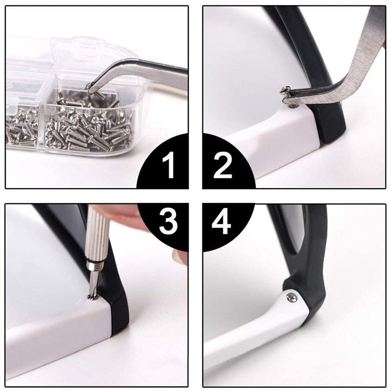 Diy Crafts CTDIYHI37839 Eyeglass Repair Kit 1100 Piece Come With Tweezer and 4 in 1 Micro Screwdriver 2 Pack 4 in 1 Multicolor - Image 4