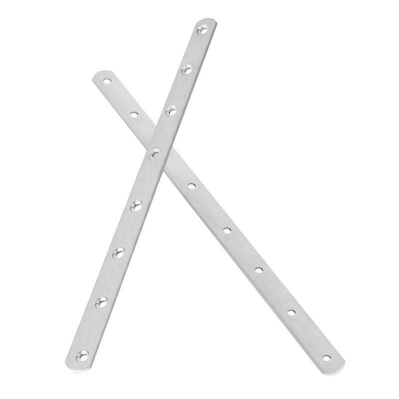 AUXBC 11.5 Inch Stainless Steel Straight Brace, Flat Straight Support, Repair Fixed Bracket Connector, Heavy Duty Furniture Repair Fixing Joint with Screw, 2PCS - Image 3