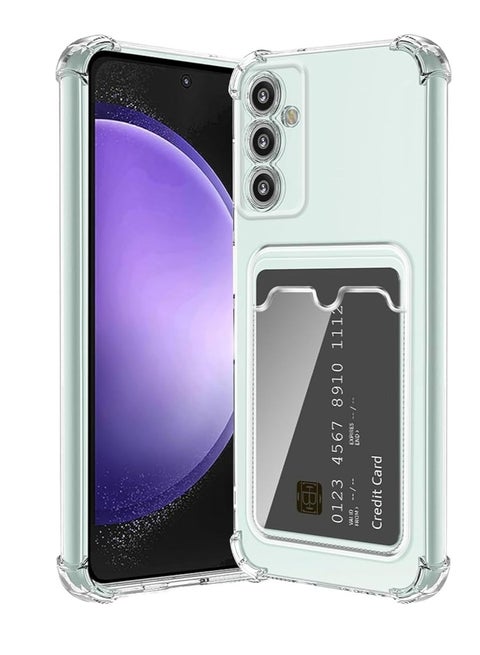 Samsung Galaxy A05s Case Clear Card Holder Back Wallet Crystal Transparent Soft TPU Shockproof Bumper Corner Drop Protection Phone Case Cover With Camera Lens Protection - Transparent
