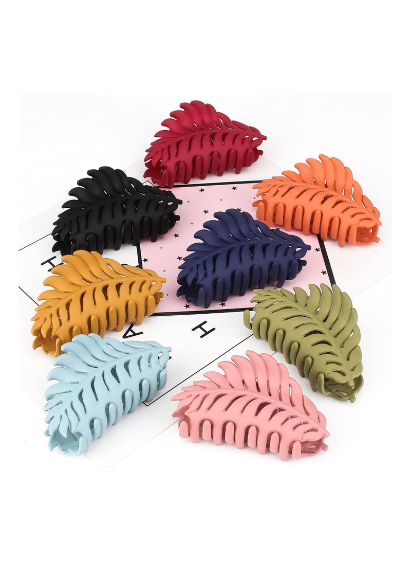 Zikra 8Pcs Hair Claw Clips for Women Suntown 3.7in Non-slip Large Strong Hold Claw Clips for Thick Hair Trendy Jaw Hair Clips leaf claw Hair Hair Clips for Women Hair Accessories for Women and Girls - Image 4