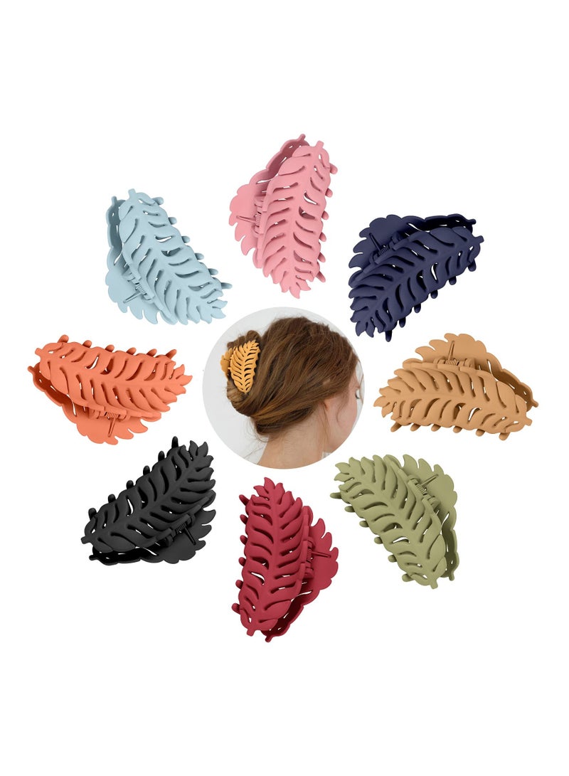 Zikra 8Pcs Hair Claw Clips for Women Suntown 3.7in Non-slip Large Strong Hold Claw Clips for Thick Hair Trendy Jaw Hair Clips leaf claw Hair Hair Clips for Women Hair Accessories for Women and Girls - Image 1