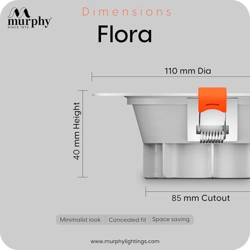 Murphy Polycarbonate Flora 7W LED Down Light, Warm White Light, Round, Pack of 10, Recessed Ceiling LED Light, Suited for 3 inch Junction Box (2 Years Warranty) - Image 4