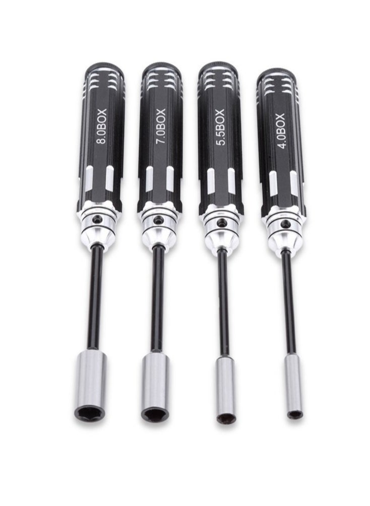 SYOSI Hex Nut Driver Set Hexagonal Head Nut Wrench 4.0/5.5/7.0/8.0mm 4Pcs RC Repair Tools Kit Socket Screwdrivers for RC Cars Model Airplanes Sportinggoods Deformation Model  - Image 1