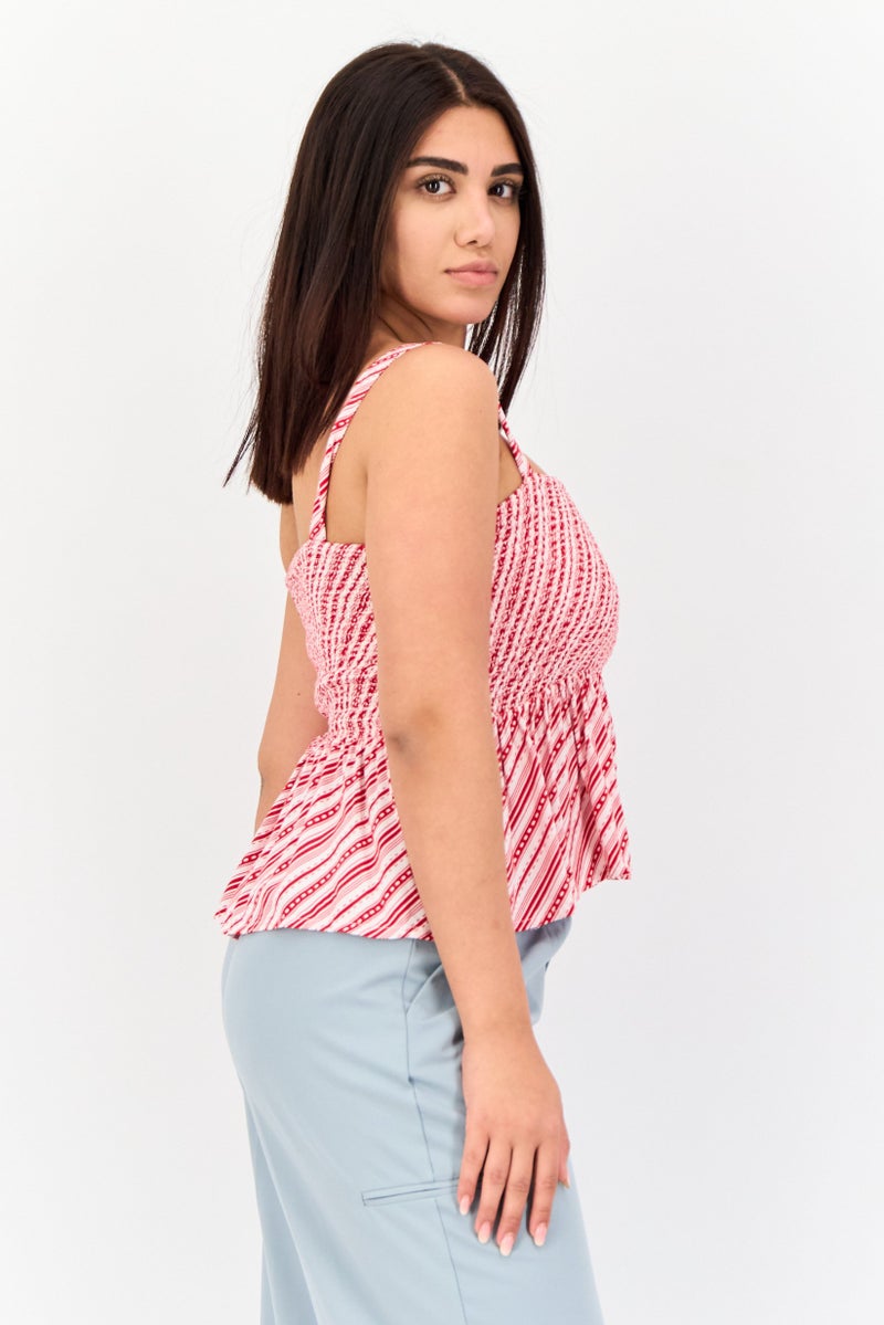 ONLY Women Square Neck Sleeve Allover Print Tank Top, Multicolor  - Image 2