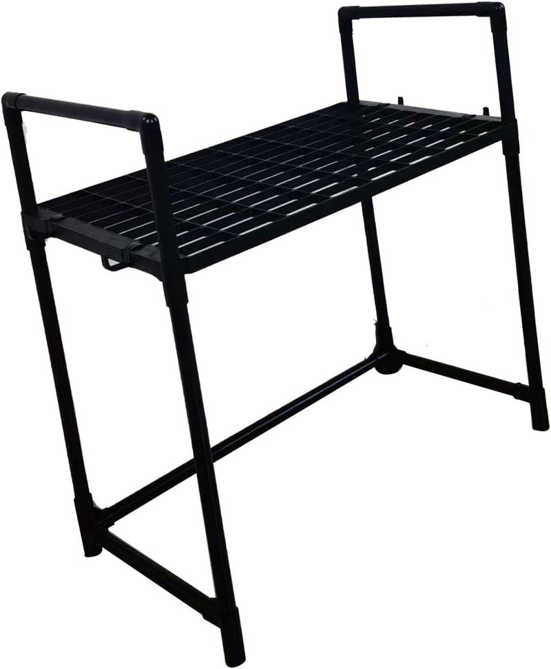 Metal Countertop Kitchen Storage Rack Single Tier Organizer with Hooks for Microwave Oven and Seasoning Storage Multipurpose - Image 2