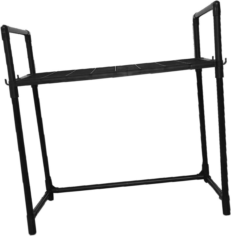 Metal Countertop Kitchen Storage Rack Single Tier Organizer with Hooks for Microwave Oven and Seasoning Storage Multipurpose - Image 3