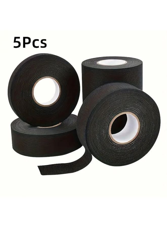 5pcs Heat Resistant Self Adhesive Cable Wrapping Tape 0.354in x 393.7in Black - Image 1