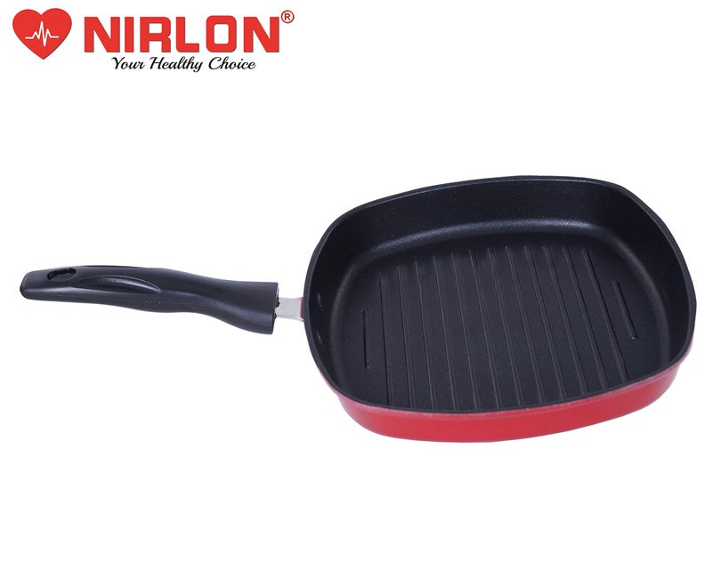 Nirlon Non Stick Aluminium Square Grill Pan 24.5cm Gas Stove Compatible Only[New_26mm_Classic_GP24.5] - Image 2