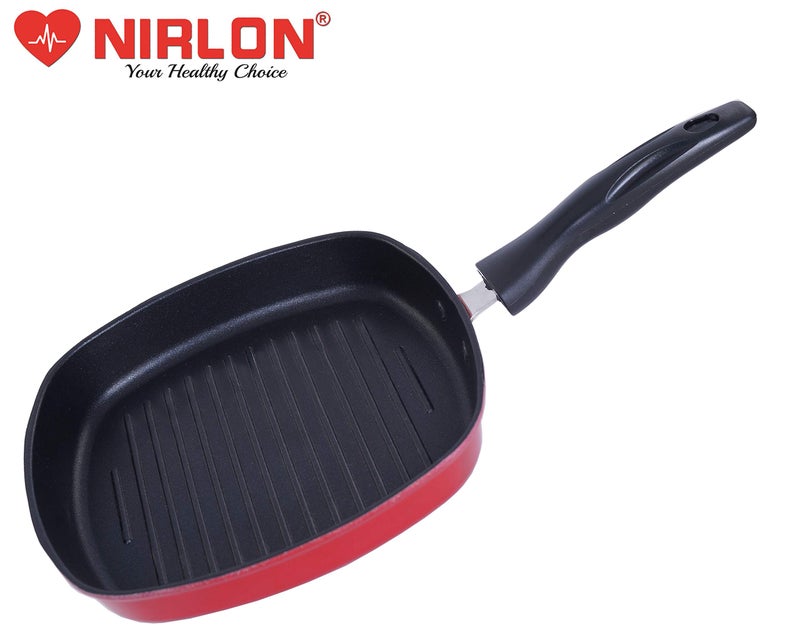 Nirlon Non Stick Aluminium Square Grill Pan 24.5cm Gas Stove Compatible Only[New_26mm_Classic_GP24.5] - Image 3