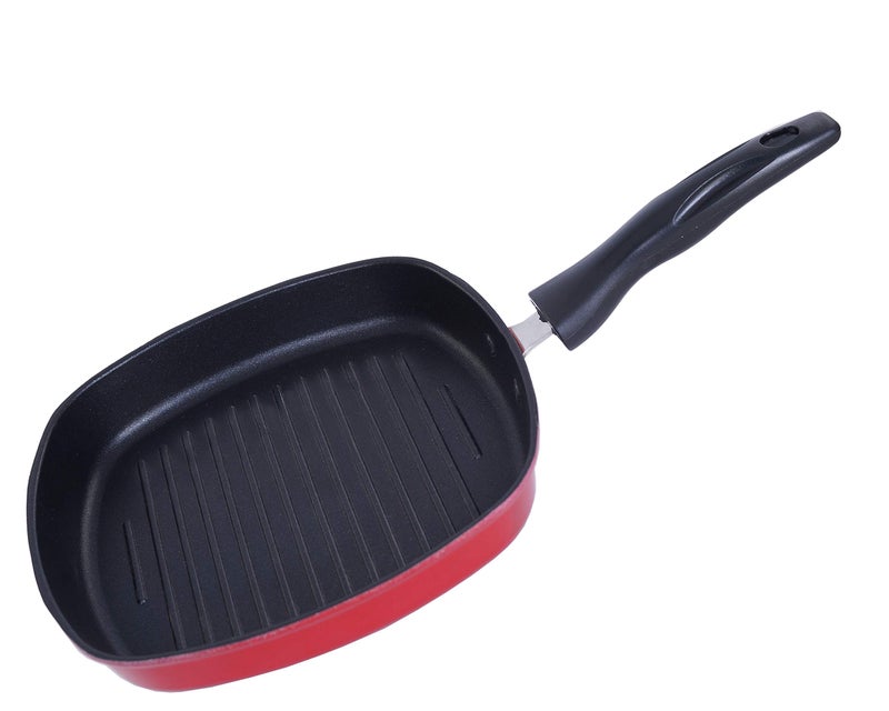 Nirlon Non Stick Aluminium Square Grill Pan 24.5cm Gas Stove Compatible Only[New_26mm_Classic_GP24.5] - Image 1