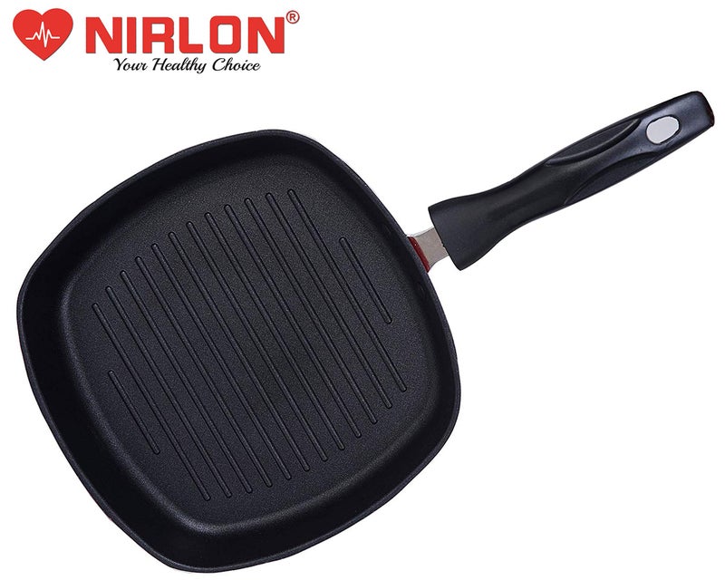Nirlon Non Stick Aluminium Square Grill Pan 24.5cm Gas Stove Compatible Only[New_26mm_Classic_GP24.5] - Image 4