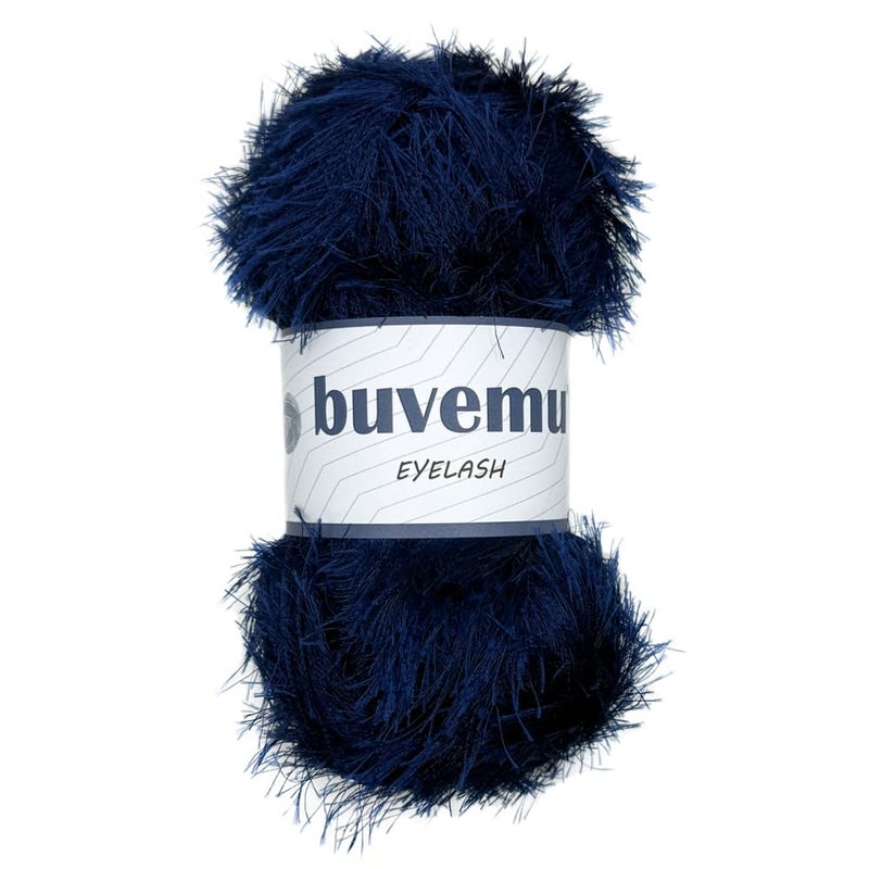 Buvemu Eyelash Fun Fur Yarn 100 Gram 353 Ounces 175 Yards 160 Meters Night Blue