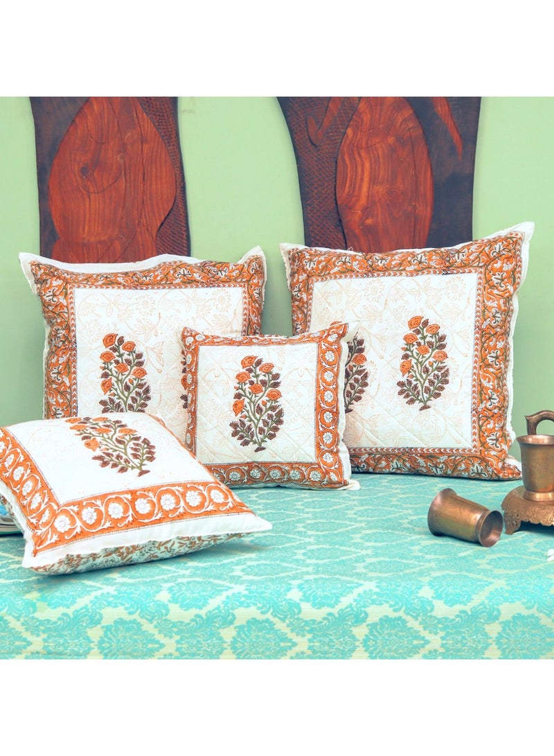 OJARIYA Hand Block Printed Premium Organic Cotton Light Brown Non-Allergenic Cushion Cover 65 Cm X 65 Cm - Image 5