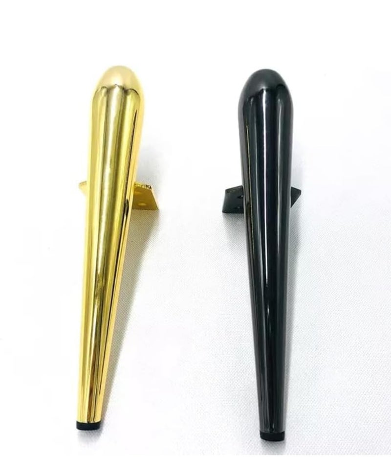 Zohra ZOHRA Hardware 4PC New Dandi Shaped Metal Furniture Legs Latest Style Coffee Table Sofa Leg Kitchen Table Legs Bathroom Cabinet Titanium BlackGlossy Golden 6inch 2 inch Titanium Black - Image 1