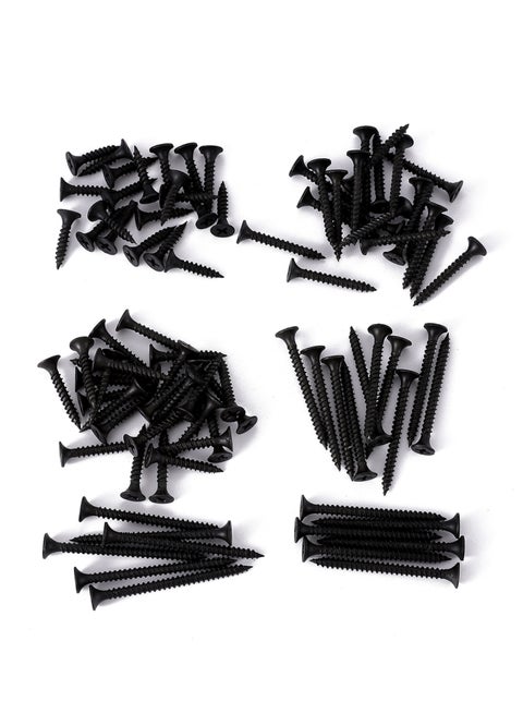 Hardware Drywall Screws Kit - 89 Piece, Black | Coarse Thread Drywall Screw with Phillips Drive Black Oxide Finsh Bugle Head Wood Screws Assortment Kit Ideal for Drywall Sheetrock.