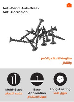 LAWAZIM Hardware Drywall Screws Kit - 89 Piece, Black | Coarse Thread Drywall Screw with Phillips Drive Black Oxide Finsh Bugle Head Wood Screws Assortment Kit Ideal for Drywall Sheetrock.  - Image 3