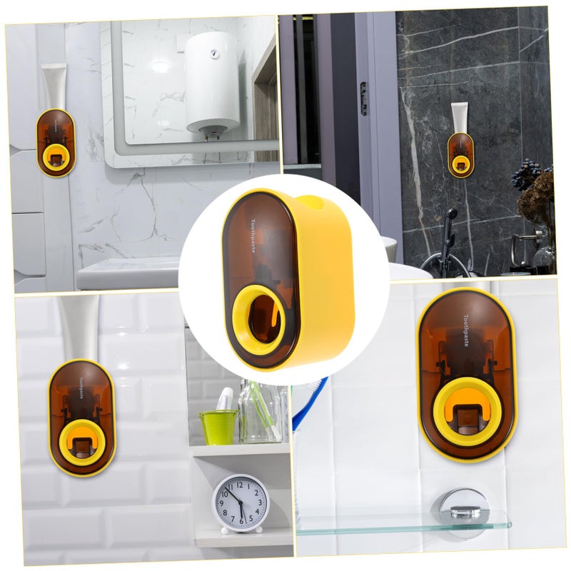 Automatic Toothpaste Squeezer Stand Wall Mounted Dispenser Easy Installation Removable Design Yellow 11X6 5X6 3CM - Image 4