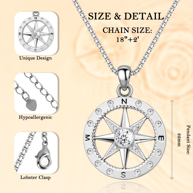 Desimtion To My Wife Necklace with Heartfelt Card, Compass Necklace for Women, Romantic Jewelry Gifts for Wife from Husband as Birthday, Anniversary, Christmas, Mothers Day, Valentines Gifts for Her - Image 3