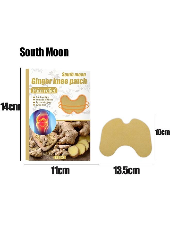 SOUTH MOON - Ginger Knee Patch Pain Relief Warming Plaster Arthritis Pain Patches Heat Patches for Knee Pain Relief and Inflammation Long Lasting Relief of Joint Pains, 12 Pieces - Image 1
