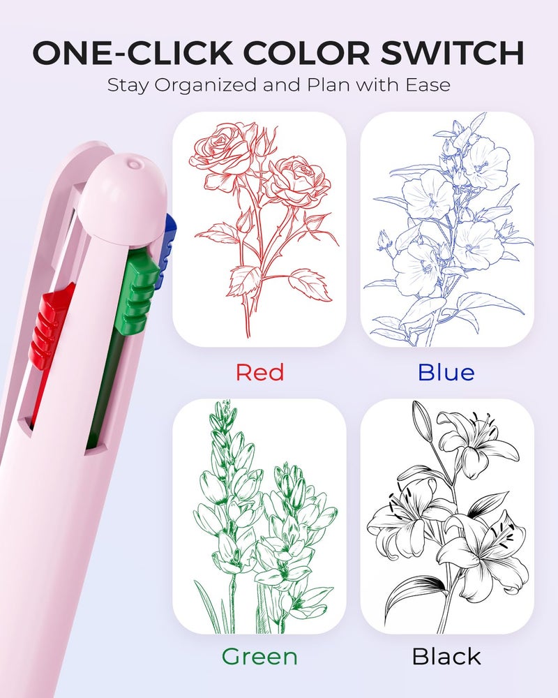 Four Candies Multicolor Pens, 4-in-1 Colored Pen, 9 Pack 1.0mm 4 Color Pens, Quick Dry Nurse Pens, Smooth Writing Colored Ink Pens, Comfort Grip & Macaron Office And School Supplies, Gifts For Women - Image 2
