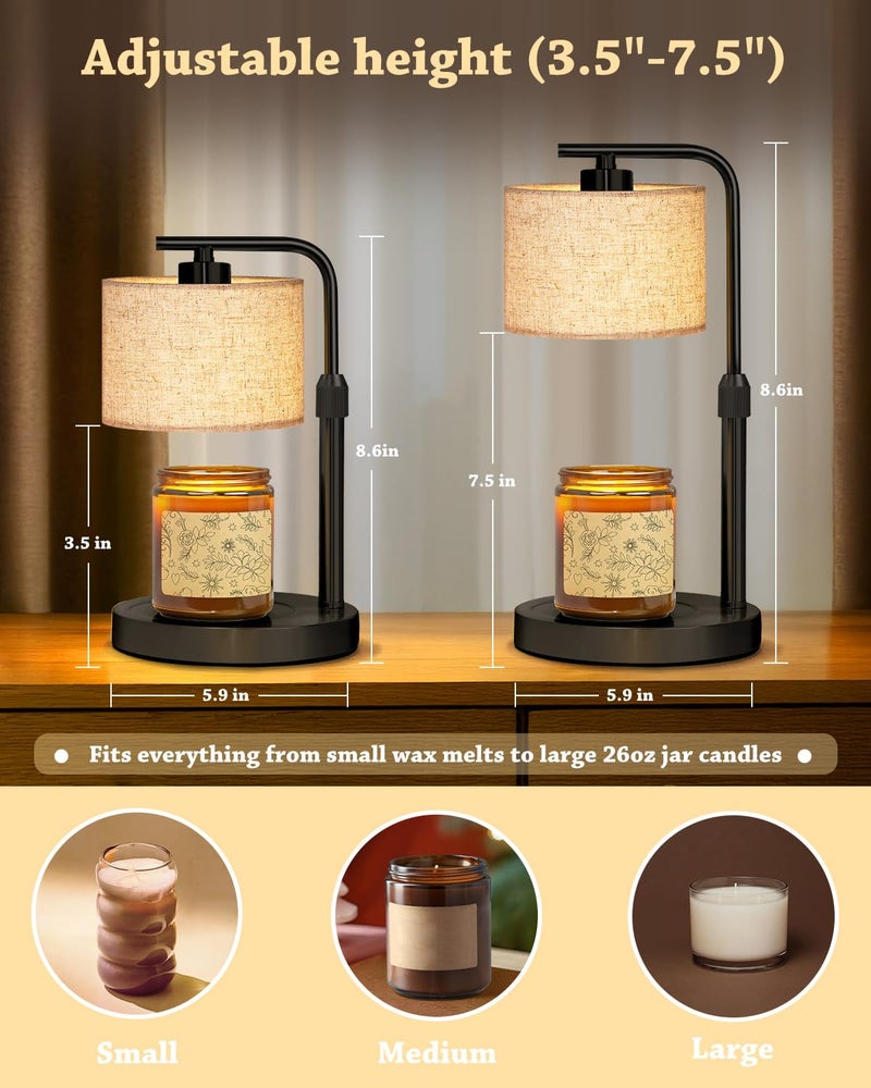 FUNNYBEHOM Candle Warmer Lamp with Timer Dimmer, Height Adjustable Electric Candle Lamp Warmer with 2 Bulbs, Birthday Gifts for Women Mom, Gift for Home Decor - Image 3