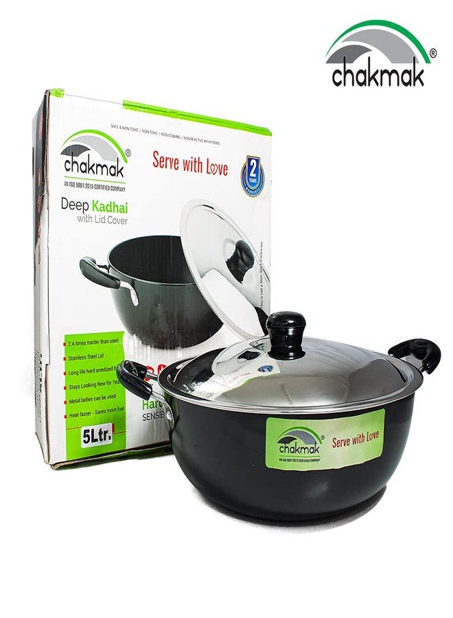 Chakmak Deep Kadhai Induction Bottom Hard Anodized 5 Litre - Image 2
