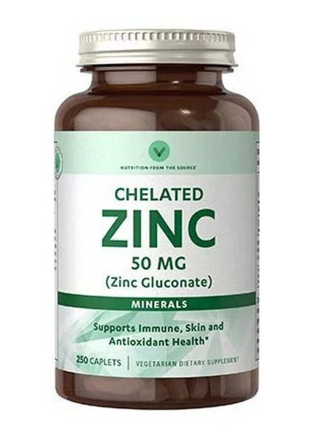VITAMIN WORLD Chelated Zinc 50 Mg Zinc Gluconate 250 Caplets  - Image 1