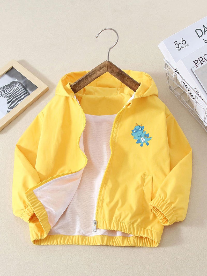 Boys' Spring Coat Western Style Boys And Girls Cartoon Glasses Dinosaur Hooded Jacket Children'S Coat - Image 5