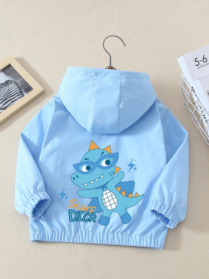 Boys' Spring Coat Western Style Boys And Girls Cartoon Glasses Dinosaur Hooded Jacket Children'S Coat - Image 4