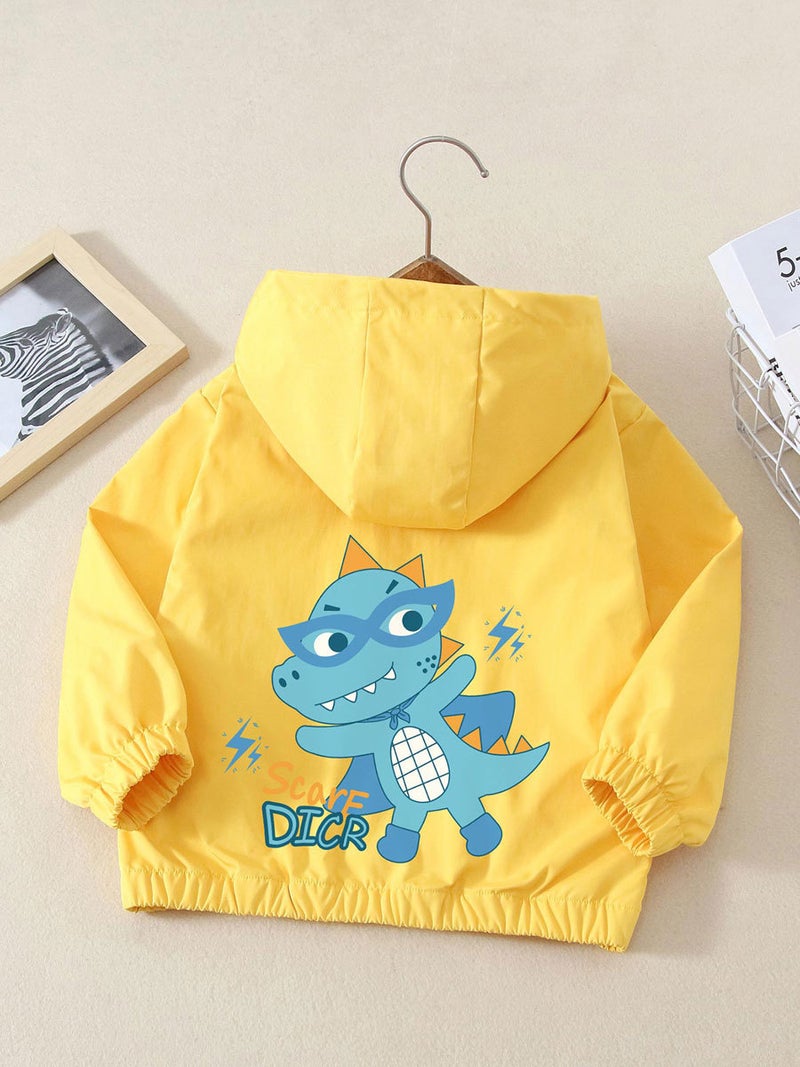 Boys' Spring Coat Western Style Boys And Girls Cartoon Glasses Dinosaur Hooded Jacket Children'S Coat - Image 2