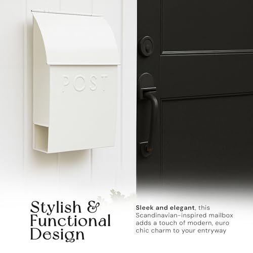 NACH Mailboxes for Outside Wall Mount, 15 x 10 x 4 inches, White Mailboxes for Outside, Waterproof Mailbox Wall Mount with Newspaper Holder - The Milano Mailbox - Image 2