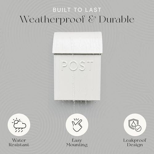 NACH Mailboxes for Outside Wall Mount, 15 x 10 x 4 inches, White Mailboxes for Outside, Waterproof Mailbox Wall Mount with Newspaper Holder - The Milano Mailbox - Image 4