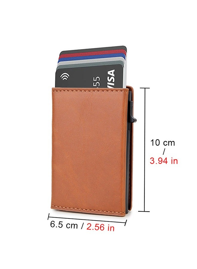 AirTag Wallet Leather Air Tag Wallet RFID Technology Credit Card Holder with Minimalist Wallet for Men for Apple AirTag (No Airtag Included)(Light Brown)  - Image 2