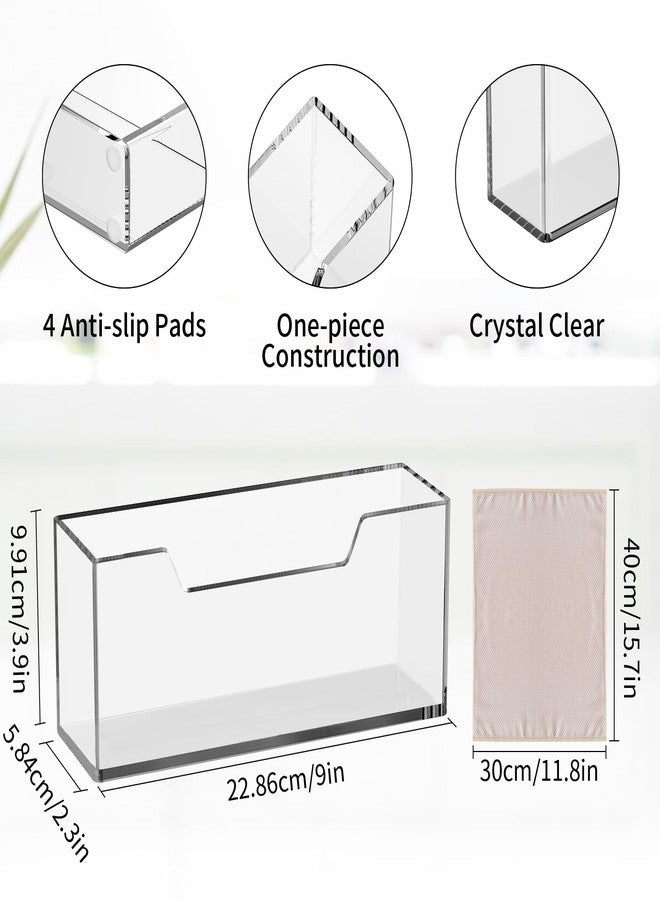 Kortimu Crystal Clear Guest Towel Holder: Elegant Acrylic Napkin Tray for Bathroom, Kitchen, Table, Hotel & Office, Perfect for Disposable Hand Towels & Napkins, Includes Cleaning Cloth - Image 3