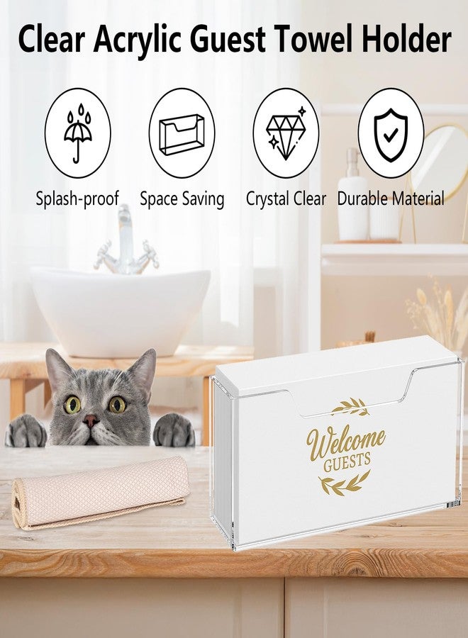 Kortimu Crystal Clear Guest Towel Holder: Elegant Acrylic Napkin Tray for Bathroom, Kitchen, Table, Hotel & Office, Perfect for Disposable Hand Towels & Napkins, Includes Cleaning Cloth - Image 2