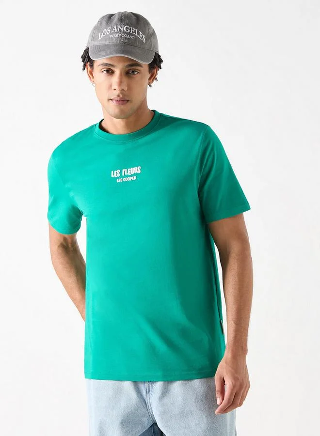 Lee Cooper Printed Crew Neck T-shirt with Short Sleeves